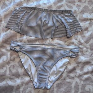 Xhilaration Blue and White Striped Swimwear